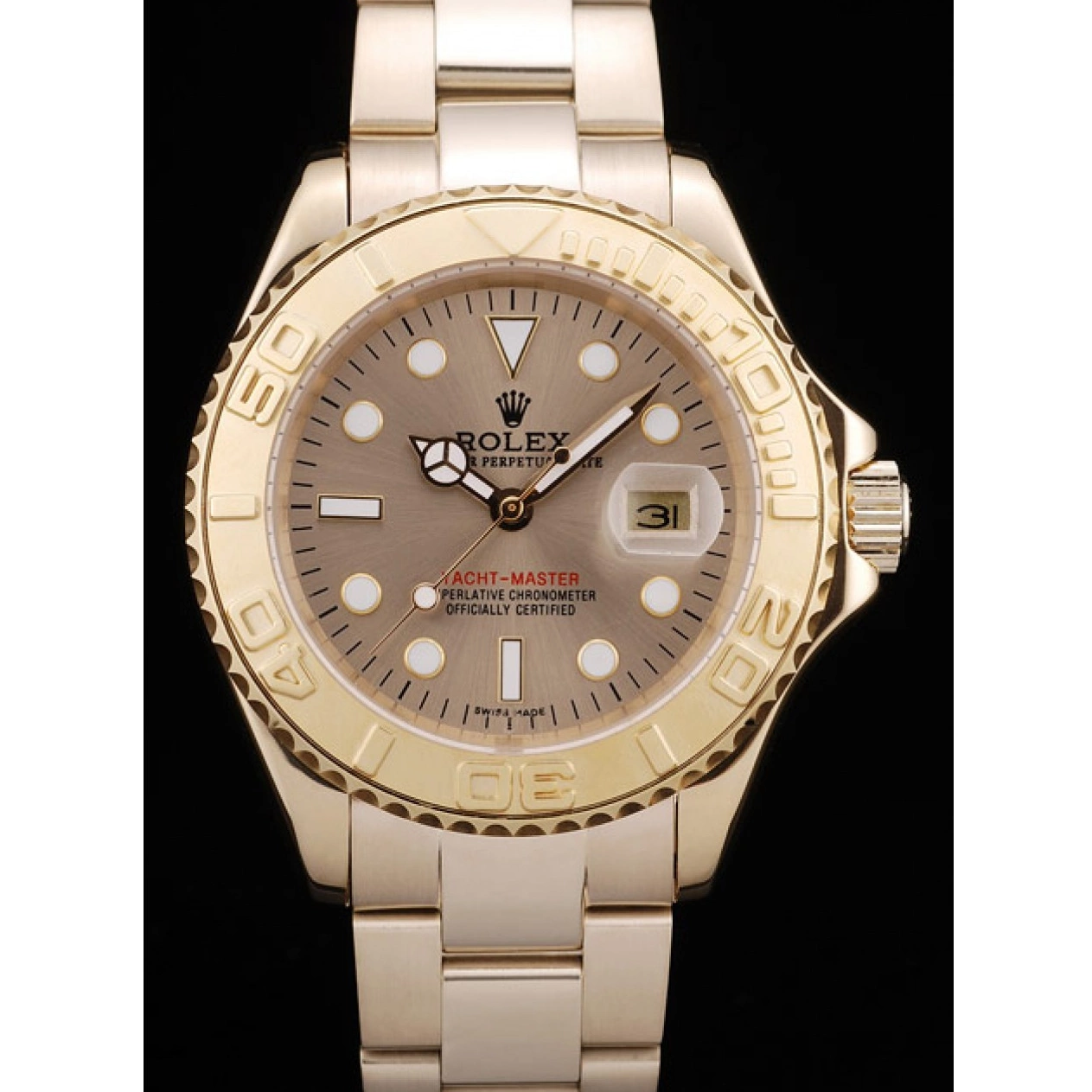 Aaa replica watch Yacht Dial Gold Rolex Gold Master 98232 Bezel 0801